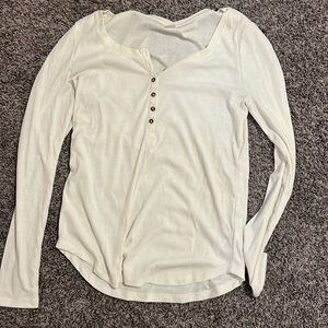 Cream Henley long sleeve tee